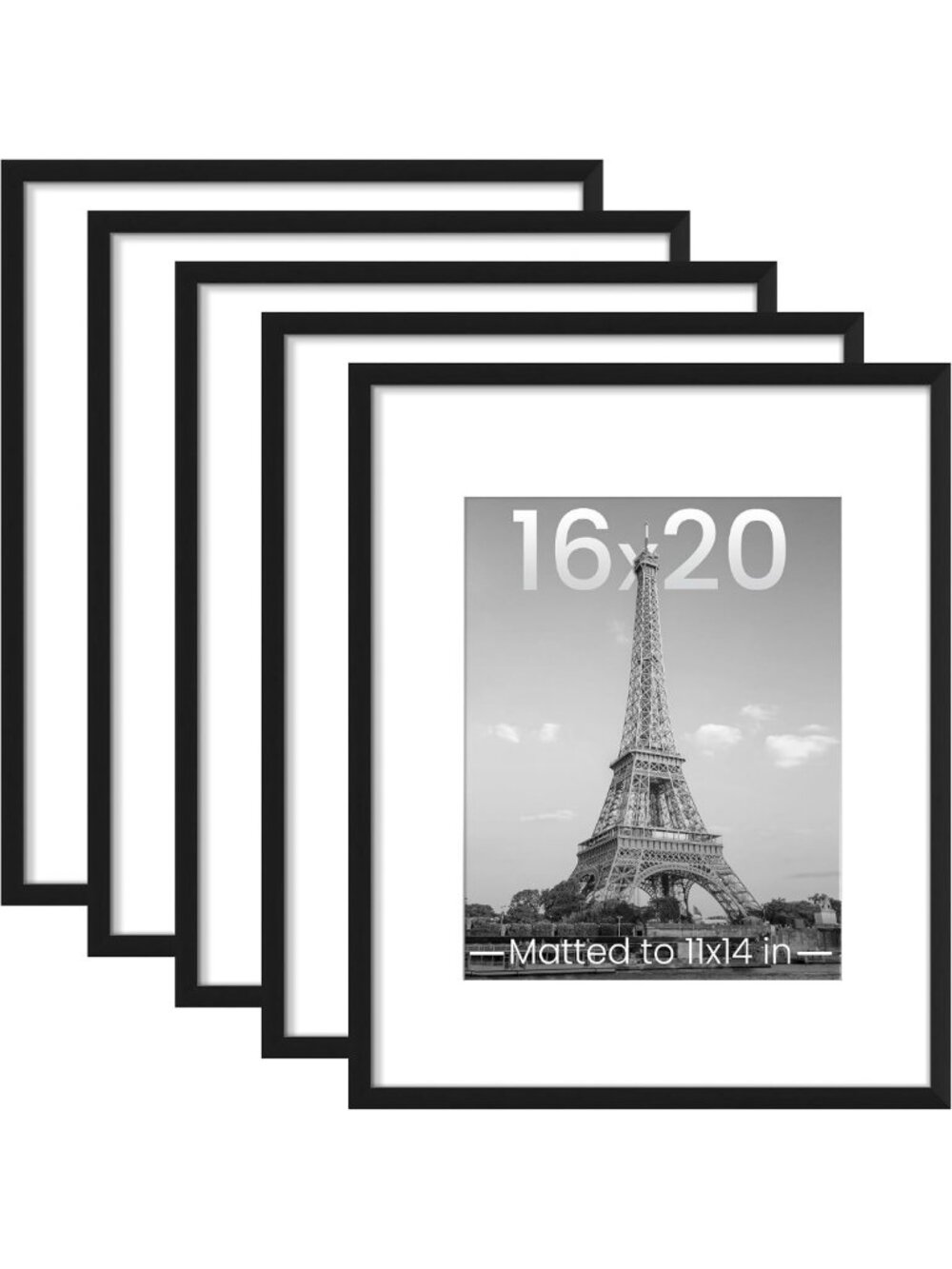 Set of 5 Black 16x20 Picture Frames for Gallery Wall Decor - Stylish Home Accent
